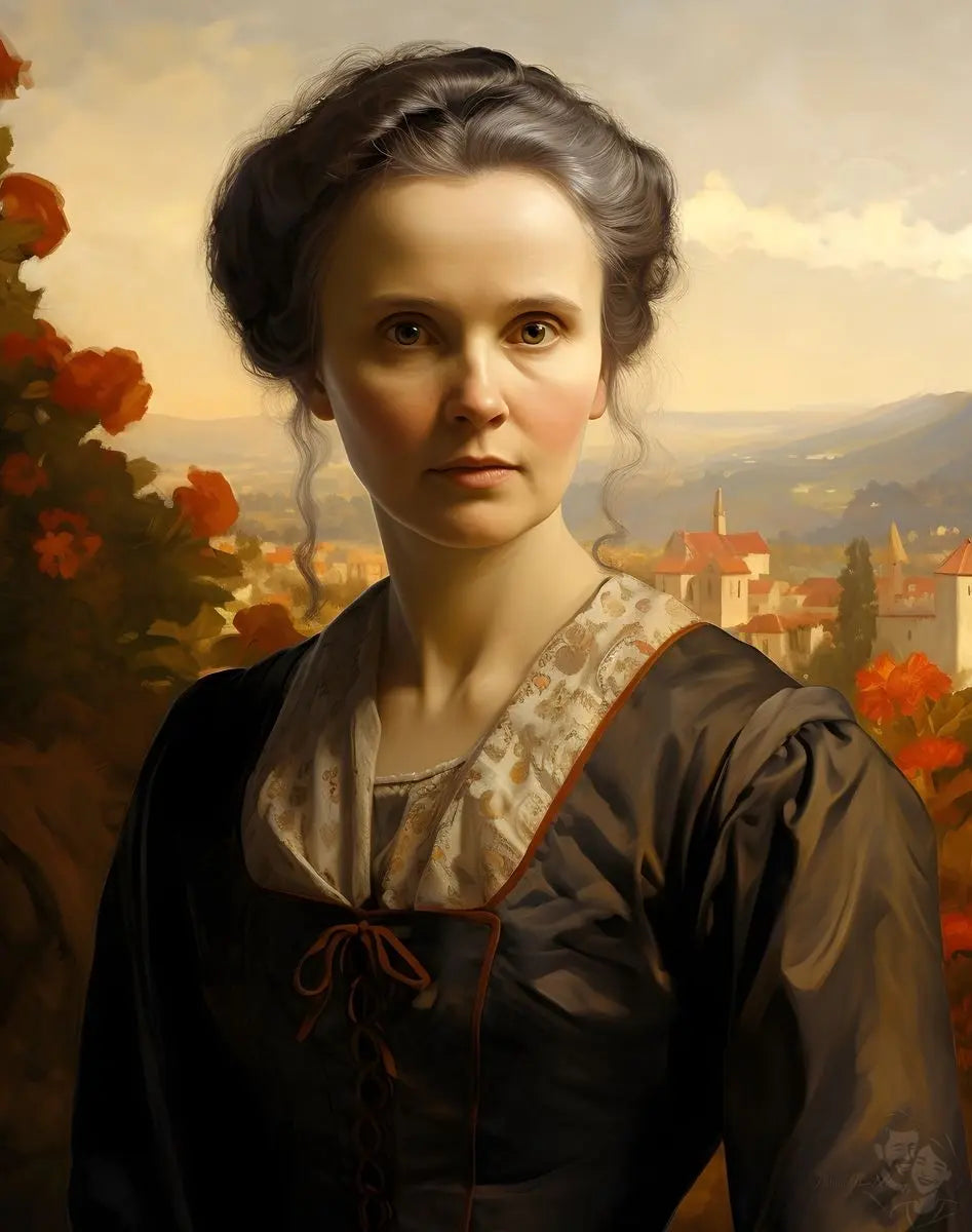 Marie Curie Portrait Leinwand - Renaissance KI Kunst - Prints bei HappyHugPixels