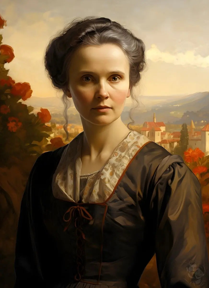 Marie Curie Portrait Leinwand - Renaissance KI Kunst - Prints bei HappyHugPixels