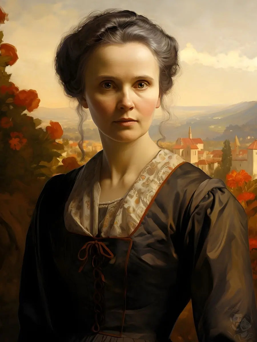 Marie Curie Portrait Leinwand - Renaissance KI Kunst - Prints bei HappyHugPixels