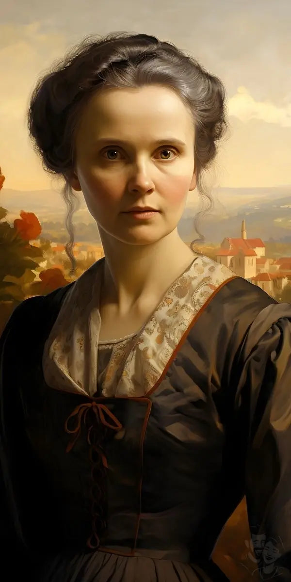 Marie Curie Portrait Leinwand - Renaissance KI Kunst - Prints bei HappyHugPixels