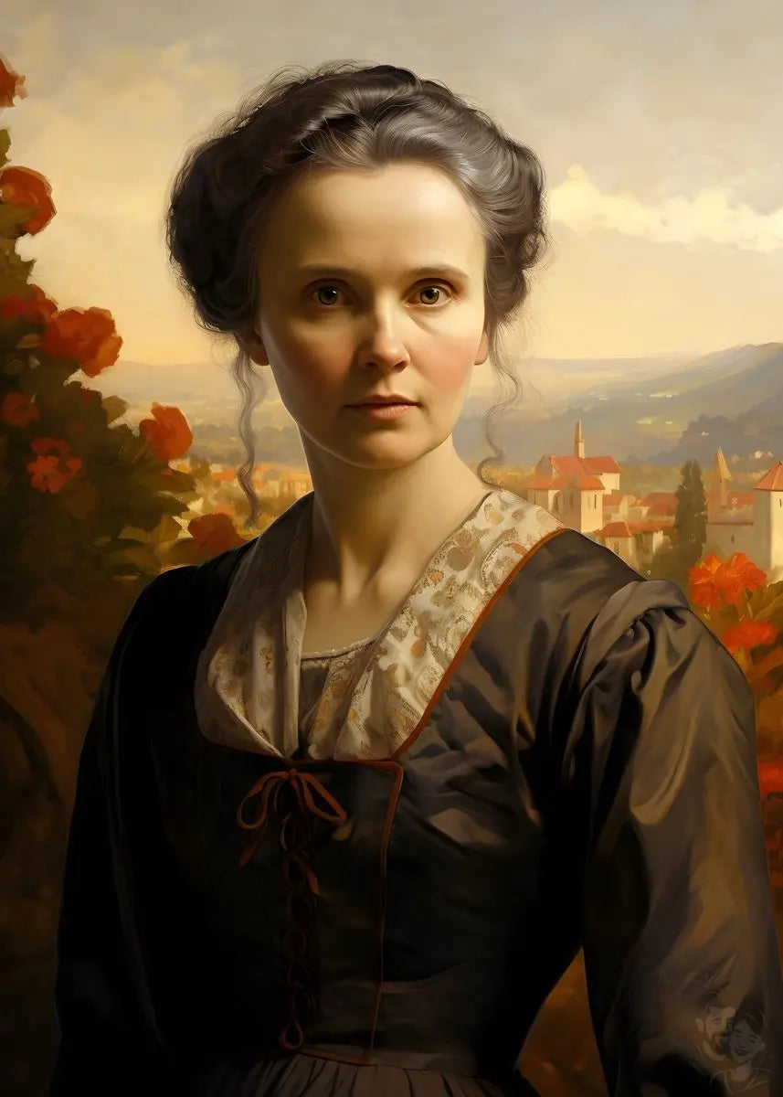 Marie Curie Portrait Leinwand - Renaissance KI Kunst - Prints bei HappyHugPixels