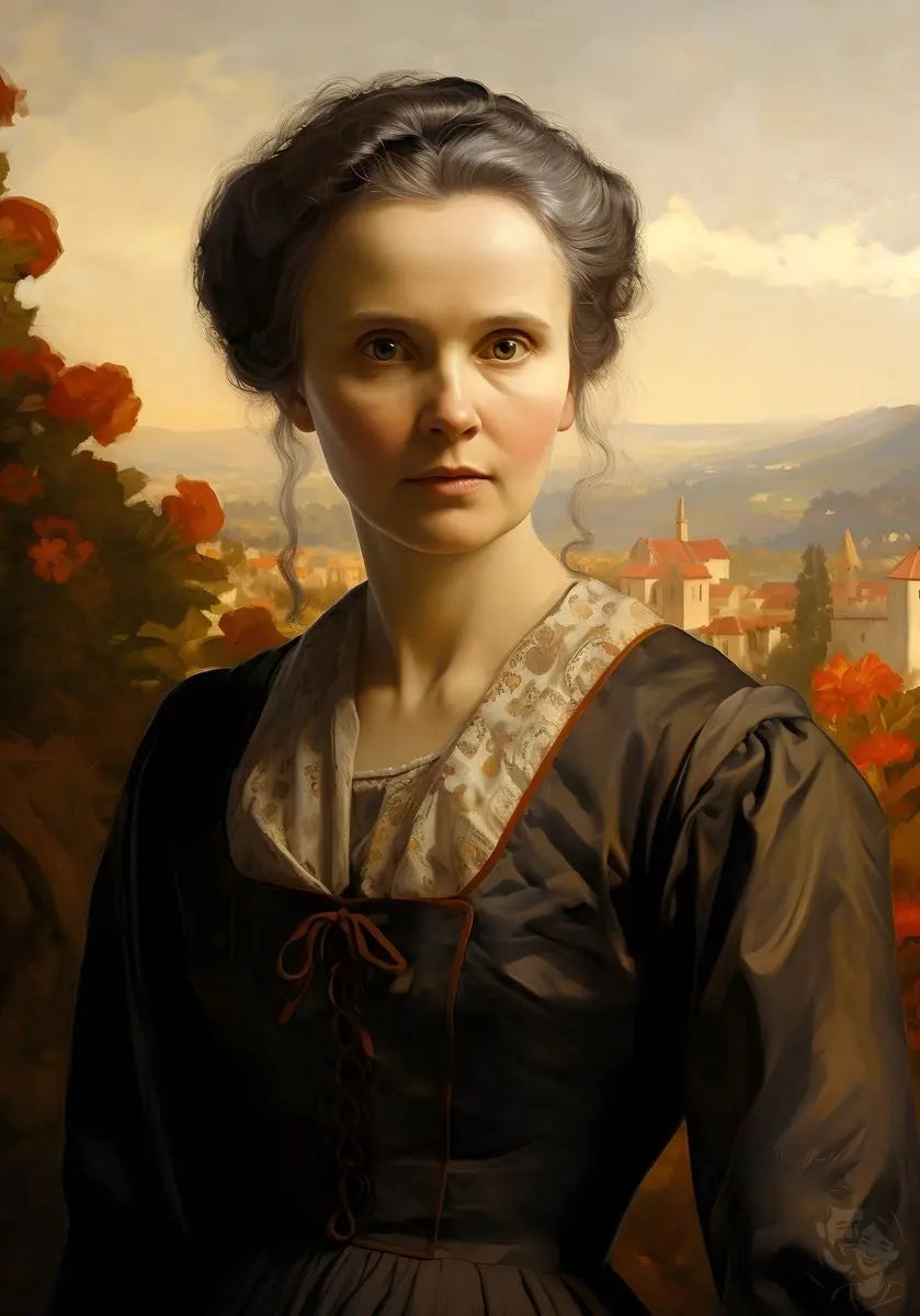 Marie Curie Portrait Leinwand - Renaissance KI Kunst - Prints bei HappyHugPixels