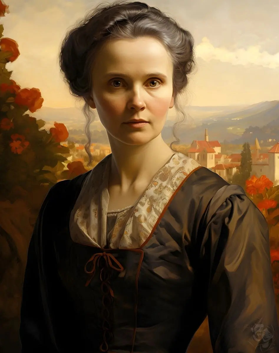 Marie Curie Portrait Leinwand - Renaissance KI Kunst - Prints bei HappyHugPixels