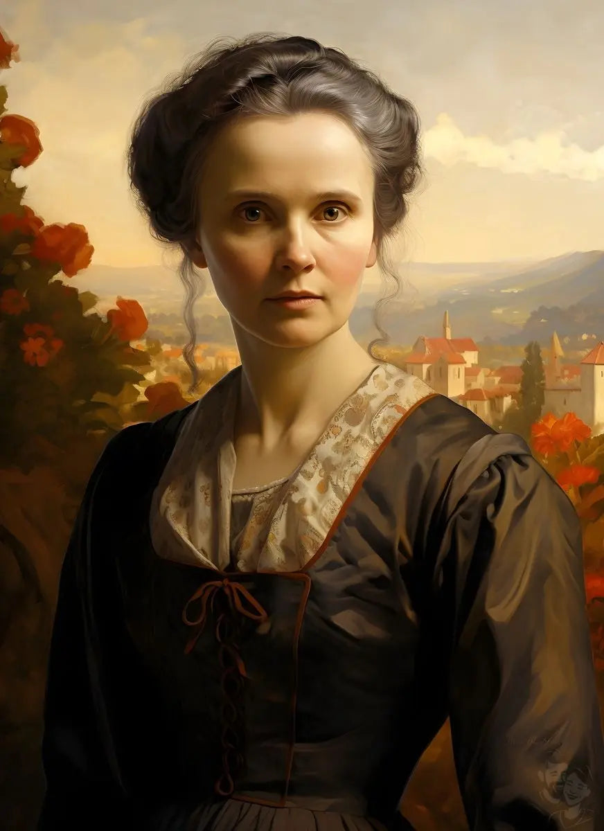 Marie Curie Portrait Leinwand - Renaissance KI Kunst - Prints bei HappyHugPixels