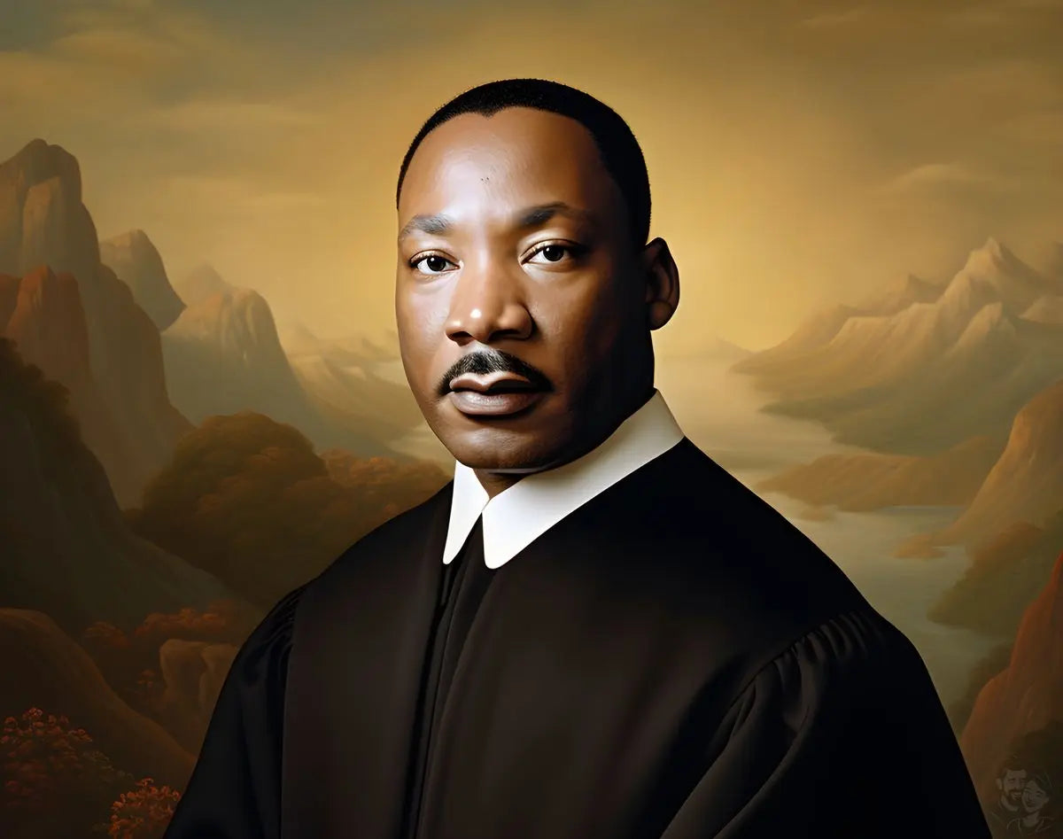 Martin Luther King Jr. Portrait Leinwand - KI Kunstillustration - Prints bei HappyHugPixels