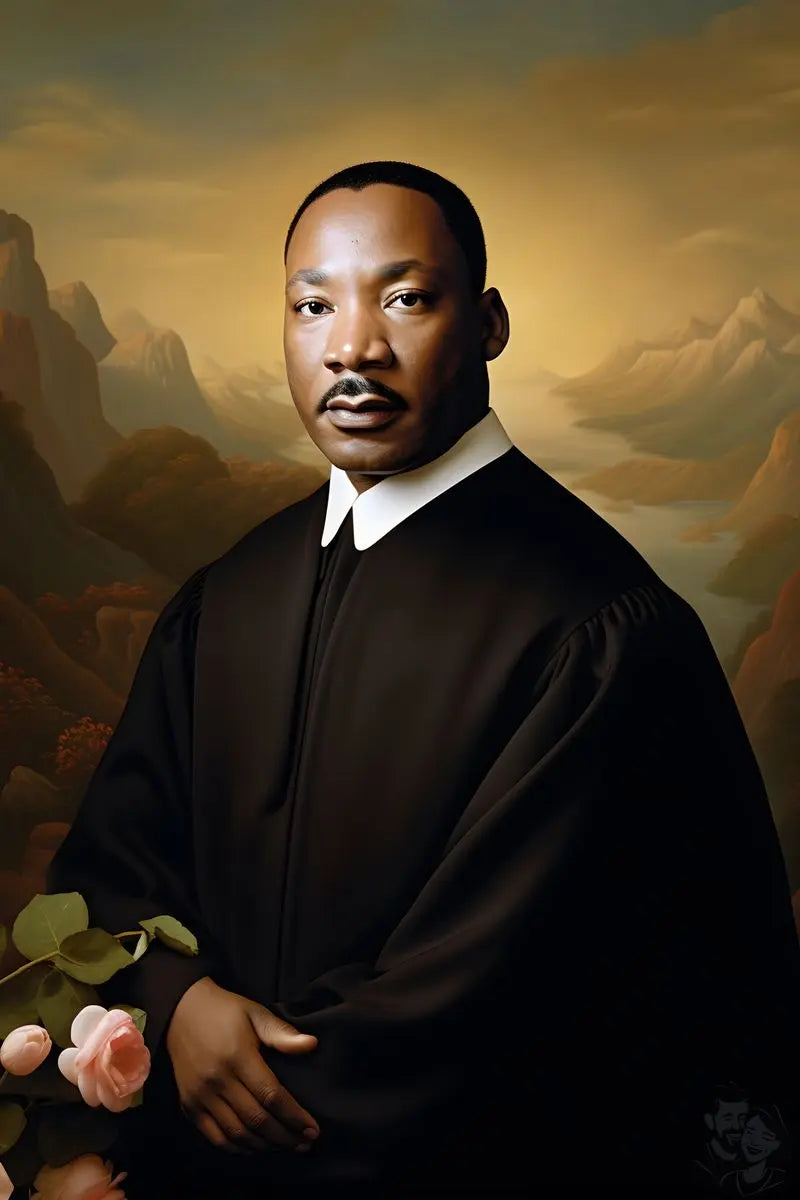 Martin Luther King Jr. Portrait Leinwand - KI Kunstillustration - Prints bei HappyHugPixels