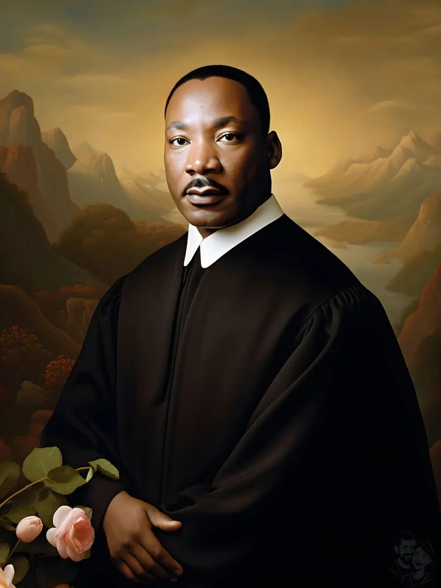 Martin Luther King Jr. Portrait Leinwand - KI Kunstillustration - Prints bei HappyHugPixels