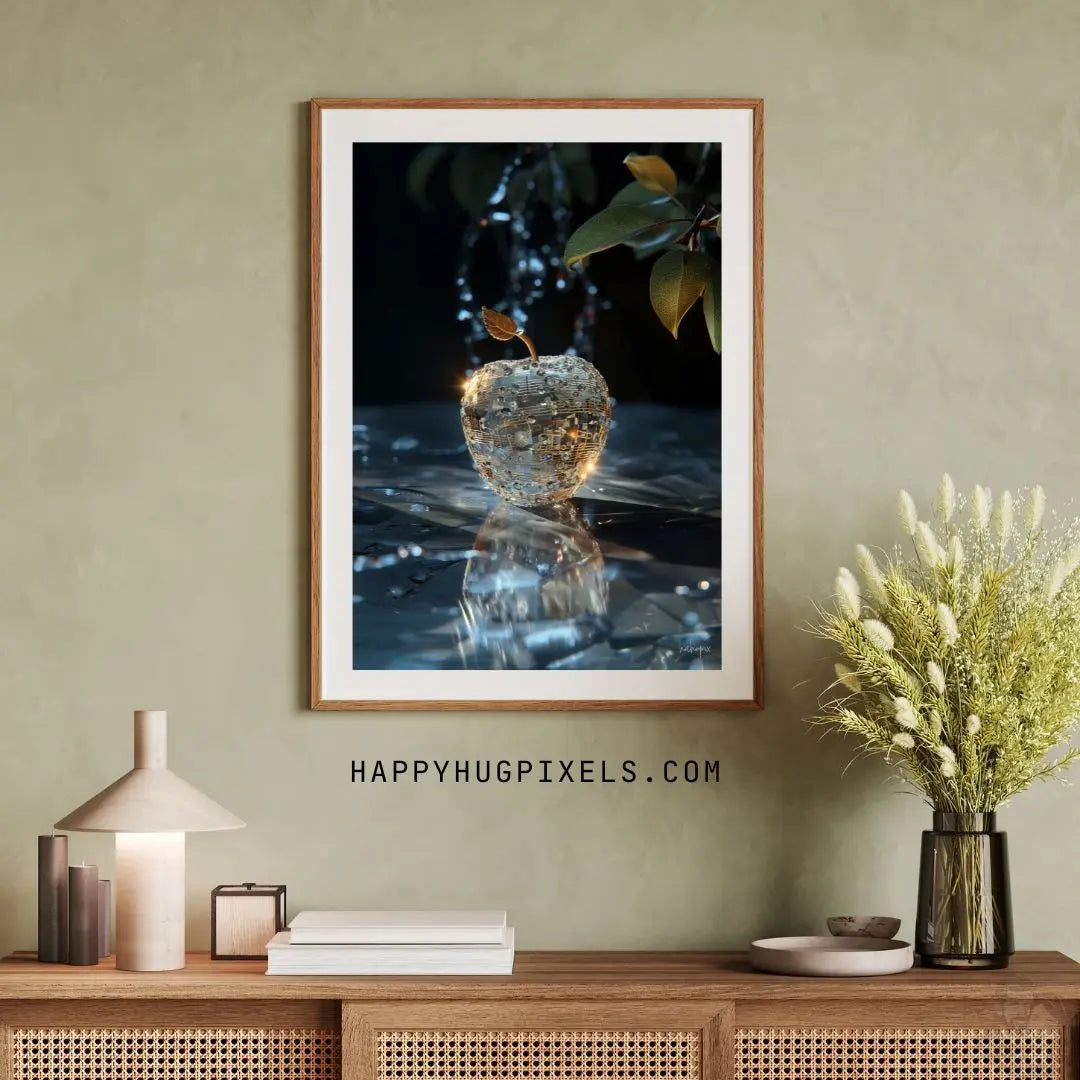 Music Poster - 'Klangvolle Harmonie' – Kristallapfel mit Musikmotiv - Poster bei HappyHugPixels