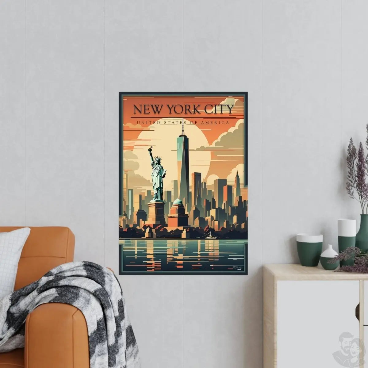 New York City Skyline - Vintage Travelposter im Art - Deco - Stil - Poster bei HappyHugPixels