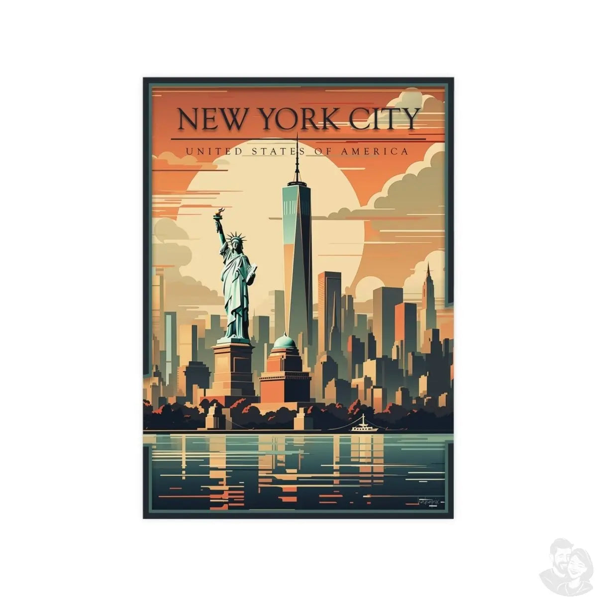 New York City Skyline - Vintage Travelposter im Art - Deco - Stil - Poster bei HappyHugPixels