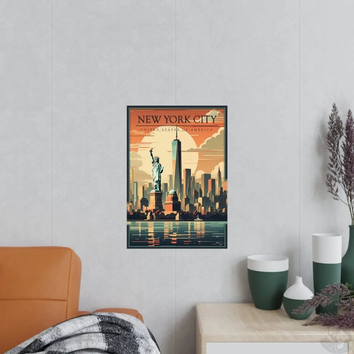 New York City Skyline - Vintage Travelposter im Art - Deco - Stil - Poster bei HappyHugPixels