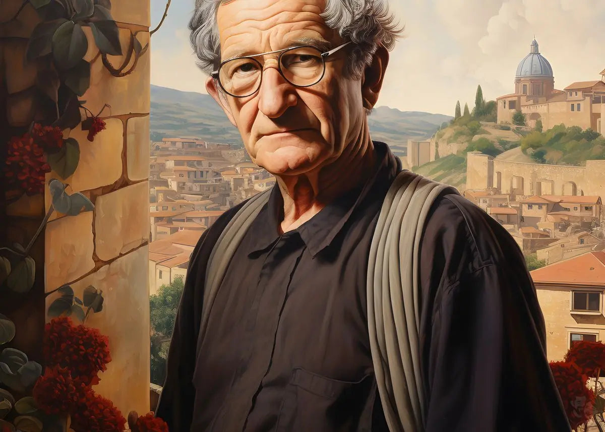 Noam Chomsky Portrait Leinwand - Renaissance KI Kunst - Prints bei HappyHugPixels