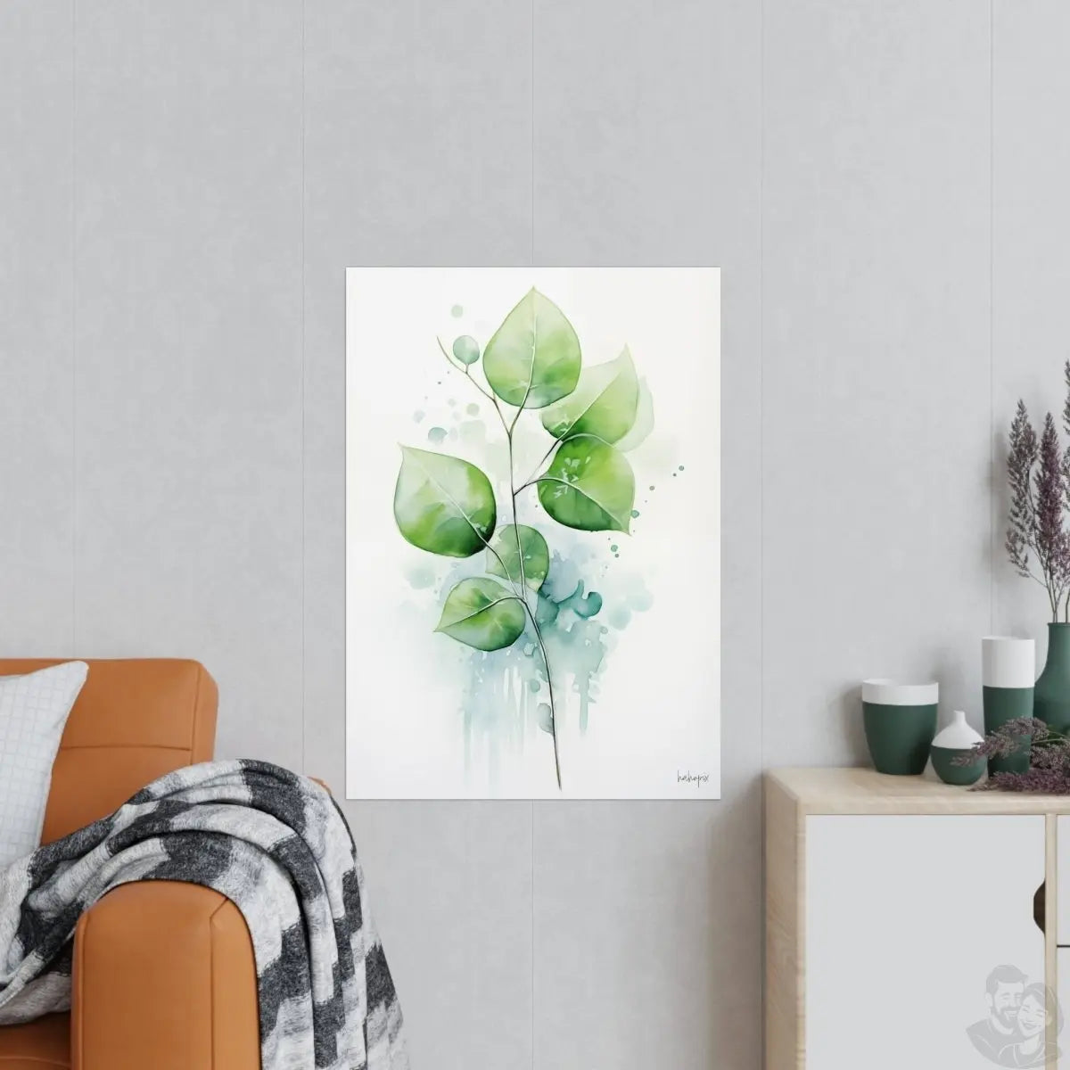 Pflanzenblätter Kunstposter 'Grüne Stille' – KI Design Kunst - Poster bei HappyHugPixels