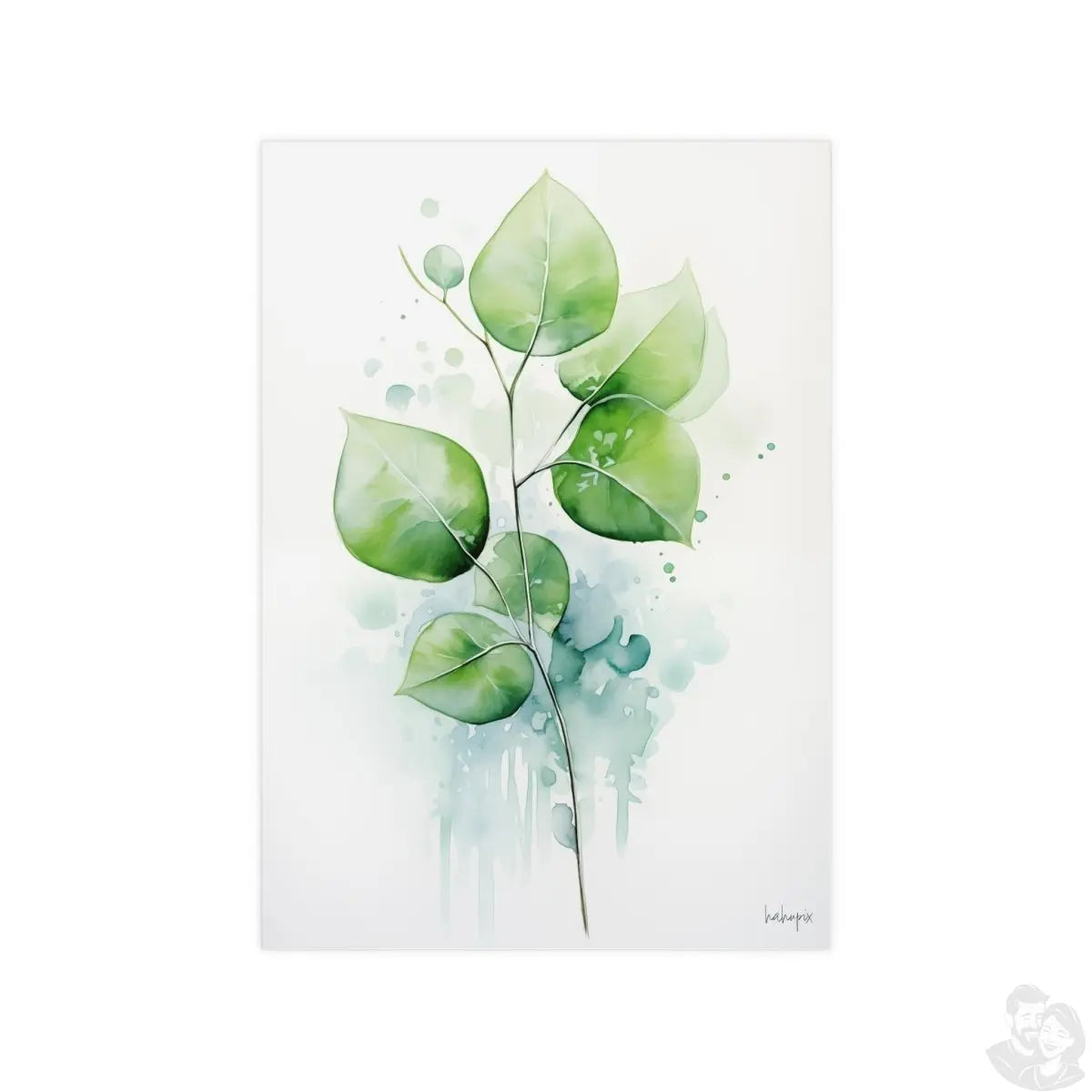 Pflanzenblätter Kunstposter 'Grüne Stille' – KI Design Kunst - Poster bei HappyHugPixels