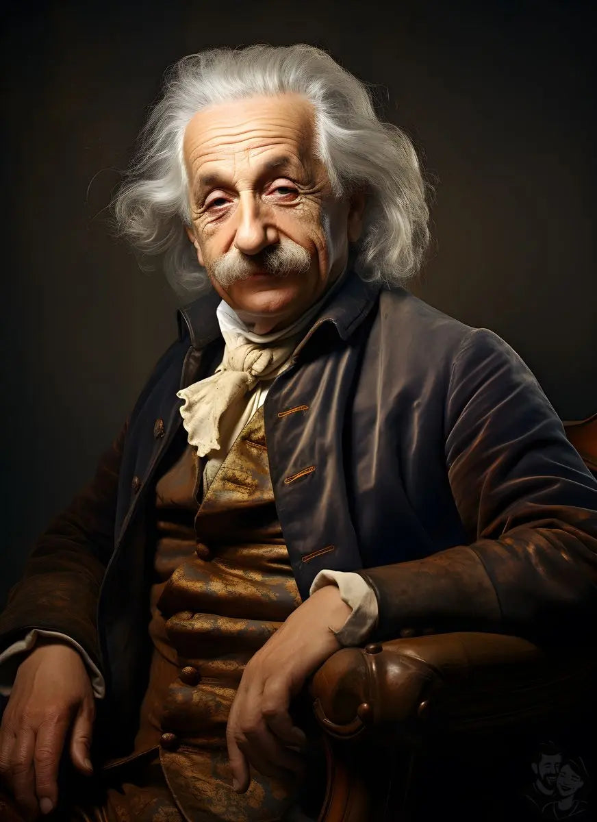 Albert Einstein Portrait - Gemälde Druck im Renaissance Stil - Happyhugpixels