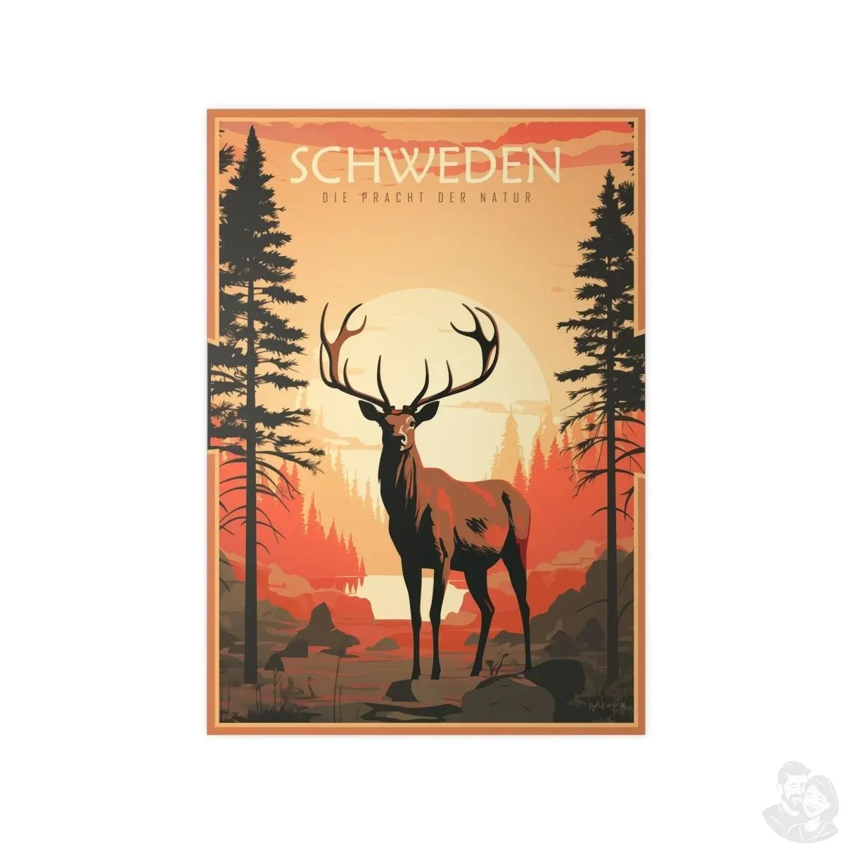 Schweden Poster - Naturwunder als wunderschöne Illustration - Poster bei HappyHugPixels