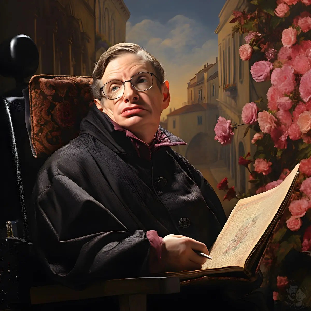 Stephen Hawking Leinwand - Renaissance Portrait KI Bild - Poster bei HappyHugPixels