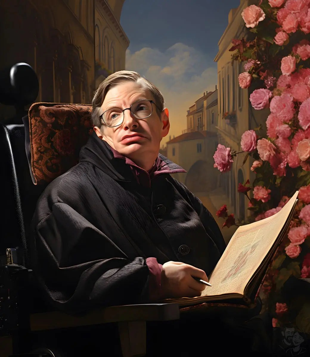 Stephen Hawking Leinwand - Renaissance Portrait KI Bild - Poster bei HappyHugPixels