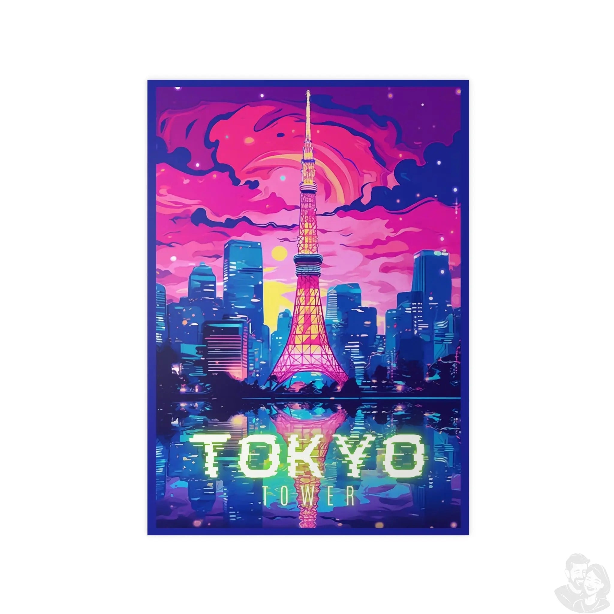 Tokio Tower Poster bei Nacht - Eindrucksvolles Travel Poster - Poster bei HappyHugPixels