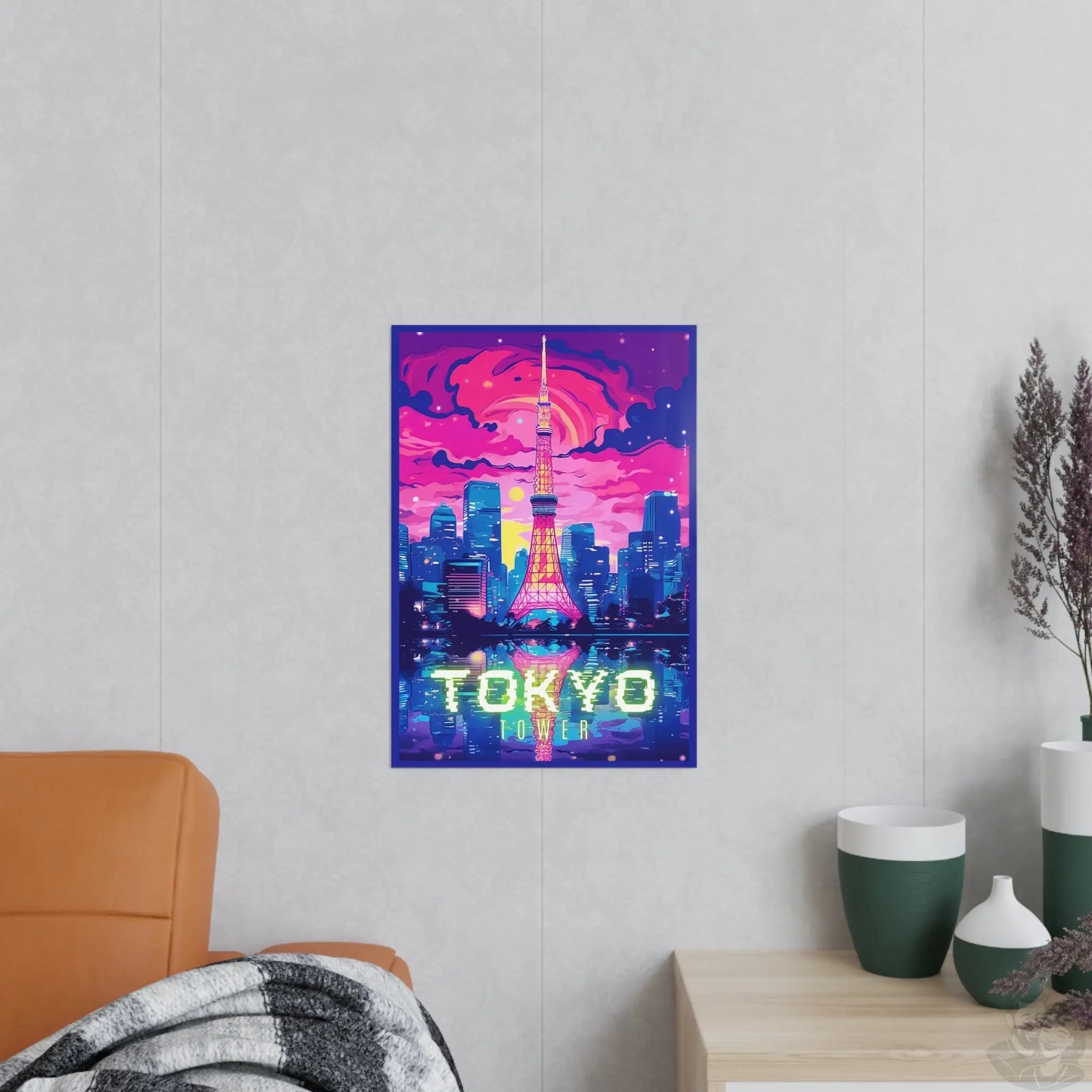 Tokio Tower Poster bei Nacht - Eindrucksvolles Travel Poster - Poster bei HappyHugPixels