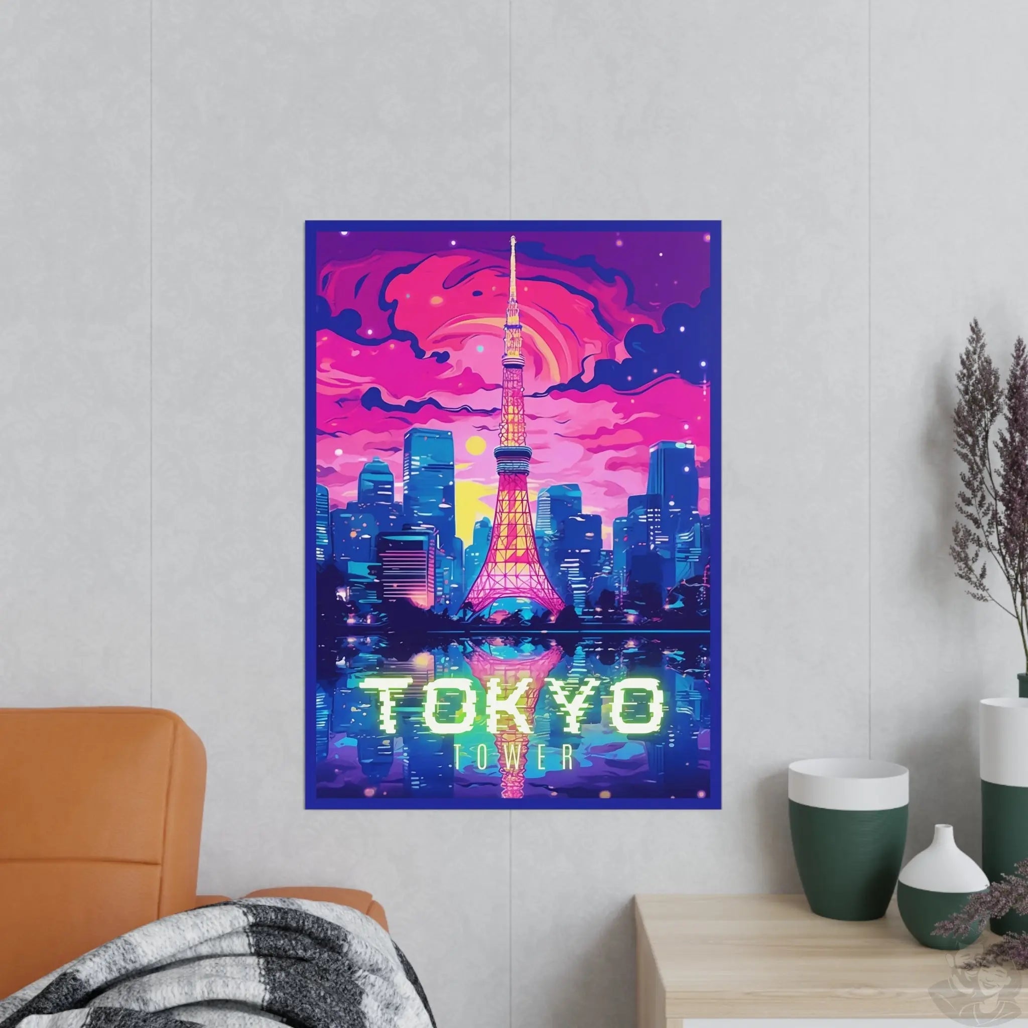Tokio Tower Poster bei Nacht - Eindrucksvolles Travel Poster - Poster bei HappyHugPixels