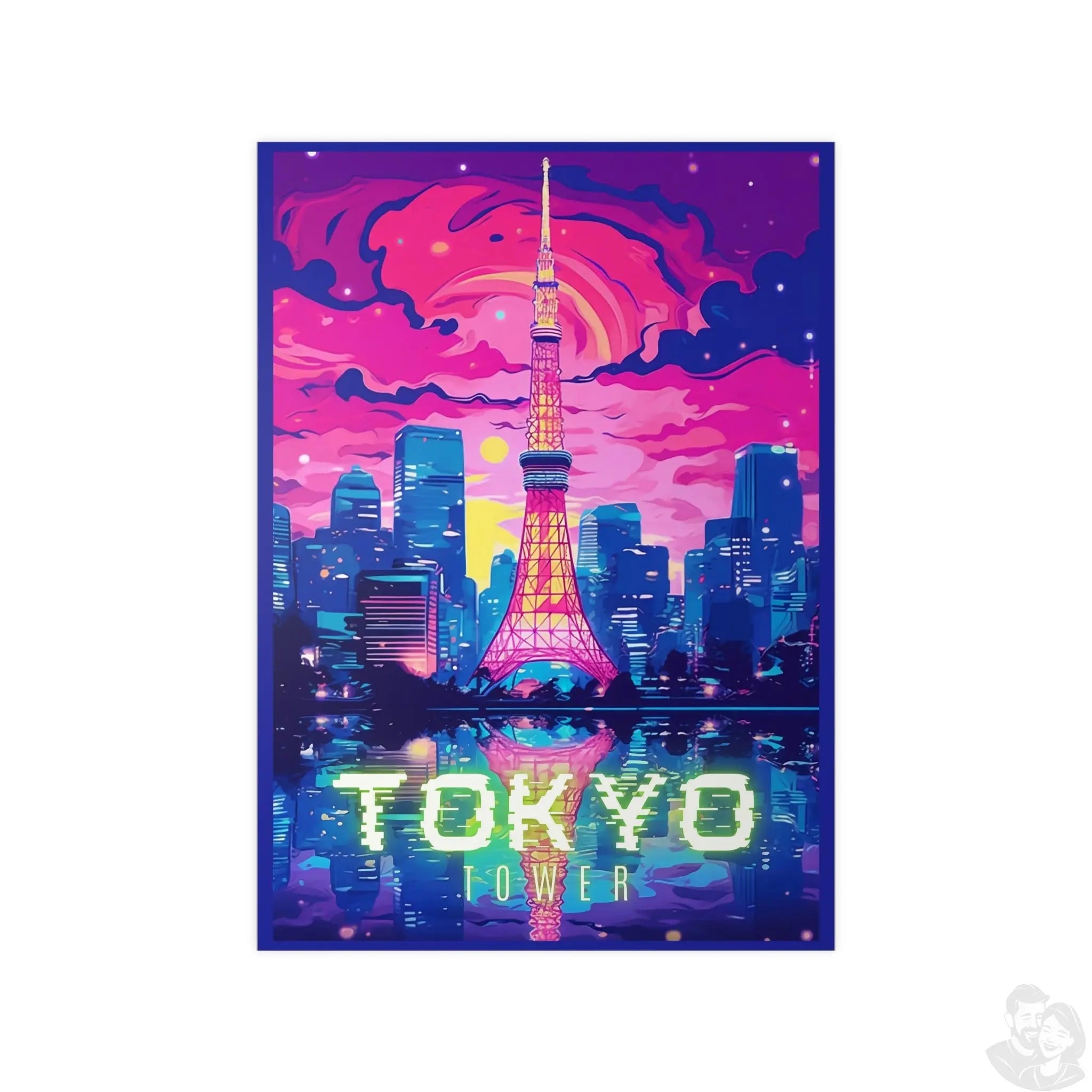Tokio Tower Poster bei Nacht - Eindrucksvolles Travel Poster - Poster bei HappyHugPixels