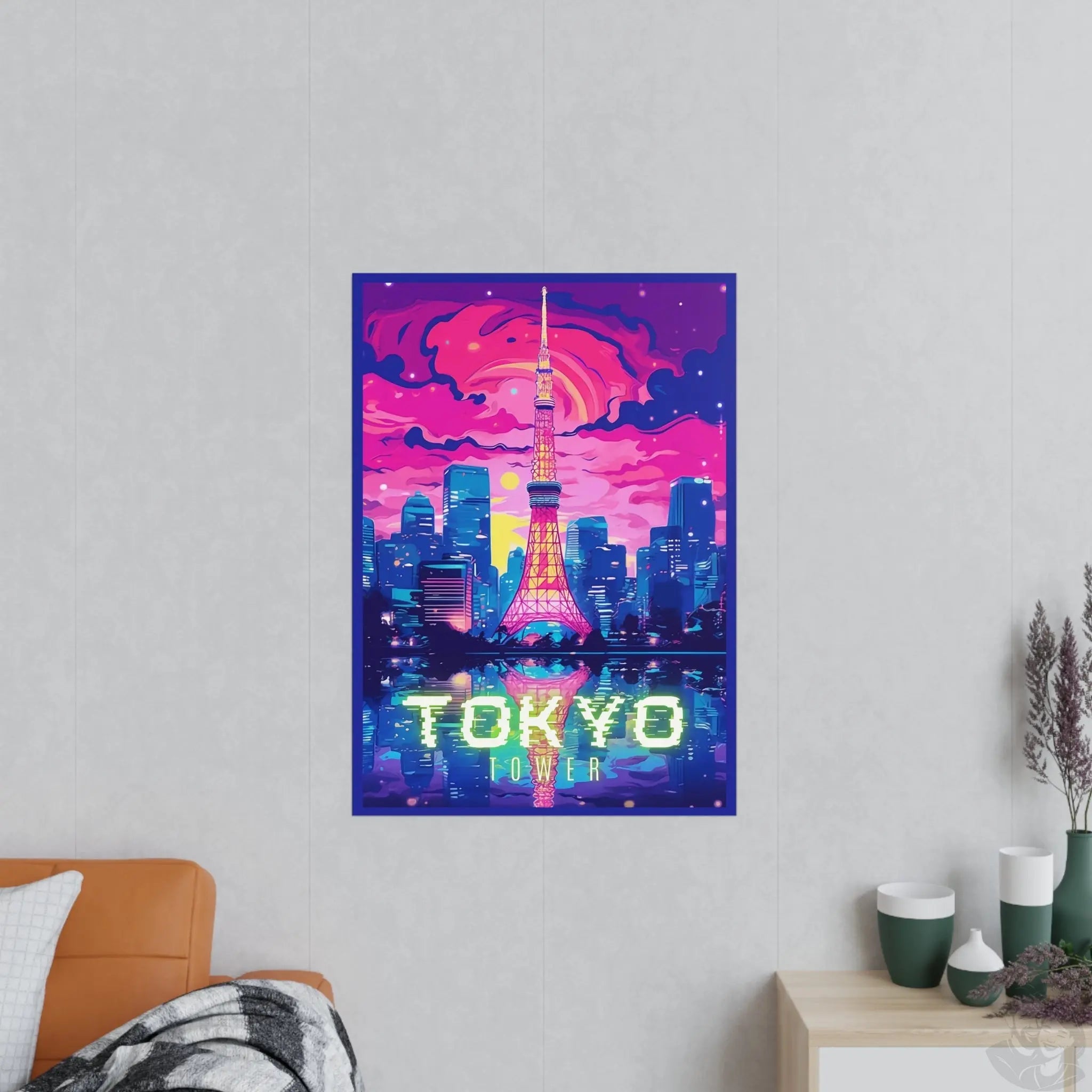 Tokio Tower Poster bei Nacht - Eindrucksvolles Travel Poster - Poster bei HappyHugPixels