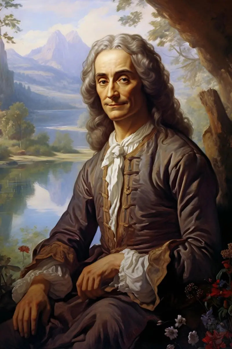 Voltaire Portrait Leinwand - Renaissance KI Bild - Poster bei HappyHugPixels