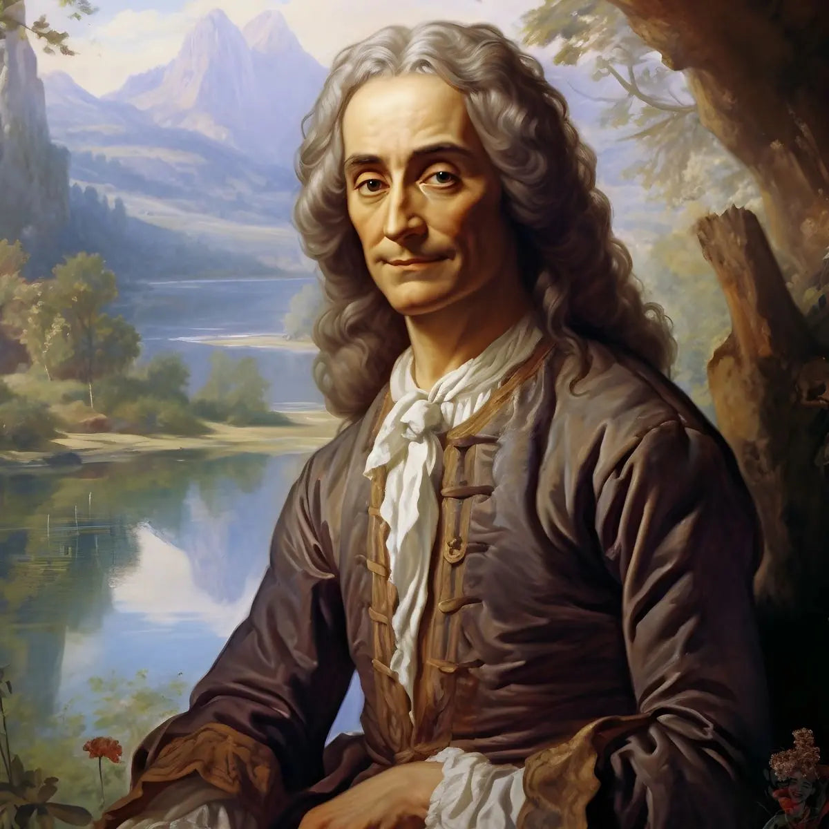 Voltaire Portrait Leinwand - Renaissance KI Bild - Poster bei HappyHugPixels