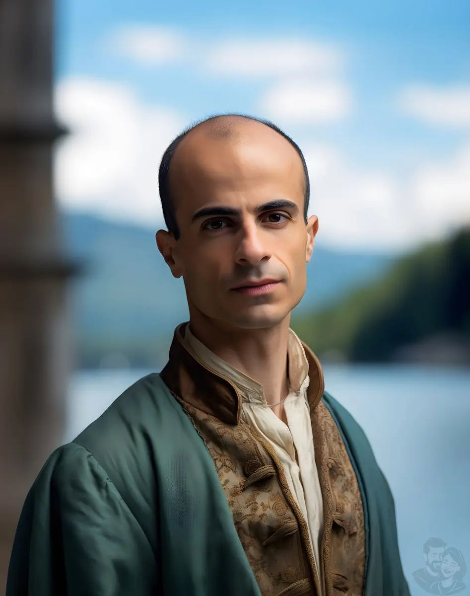 Yuval Noah Harari Leinwand Portrait - Renaissance Stil KI Bild - Poster bei HappyHugPixels