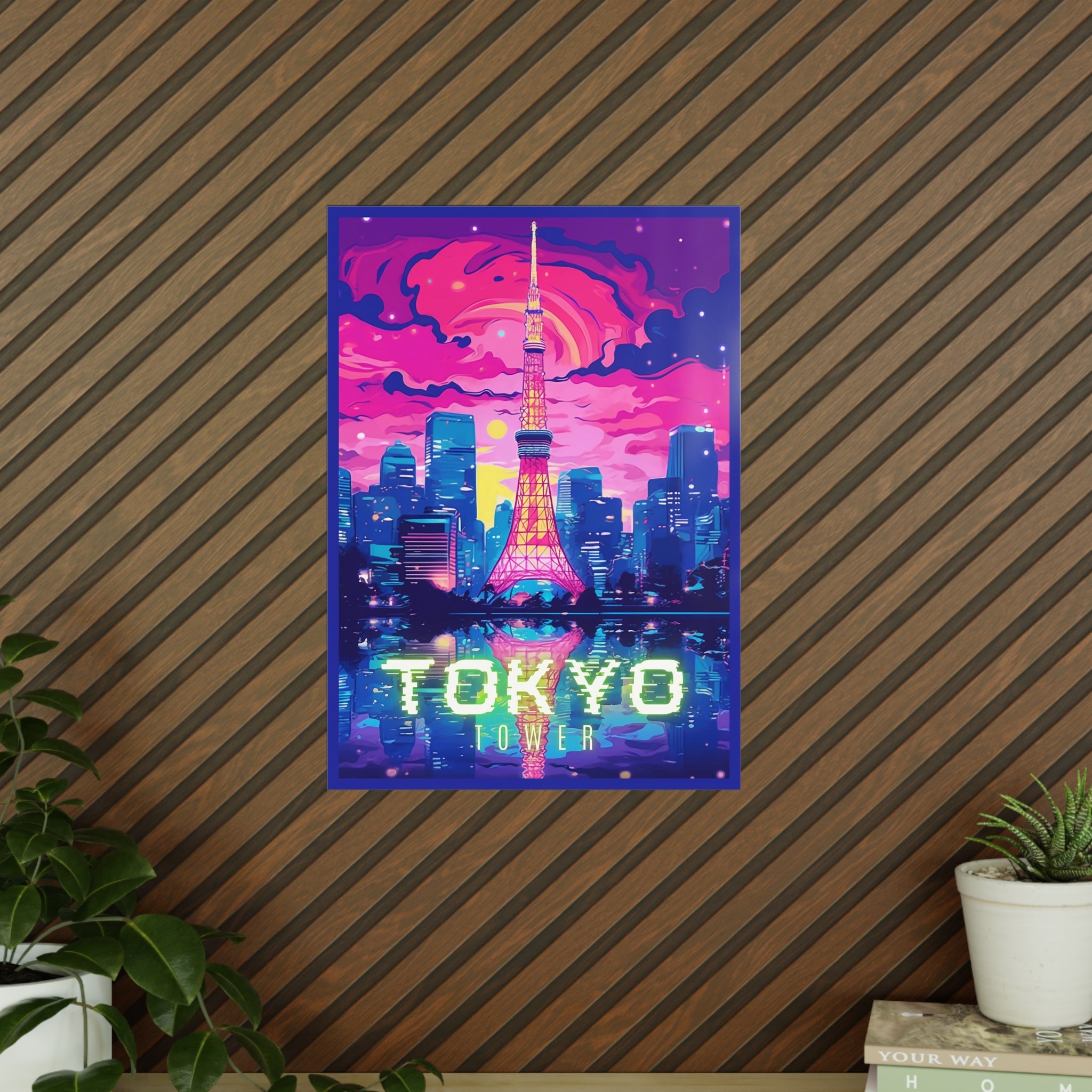 Tokio Tower Poster bei Nacht - Eindrucksvolles Travel Poster - Poster bei HappyHugPixels