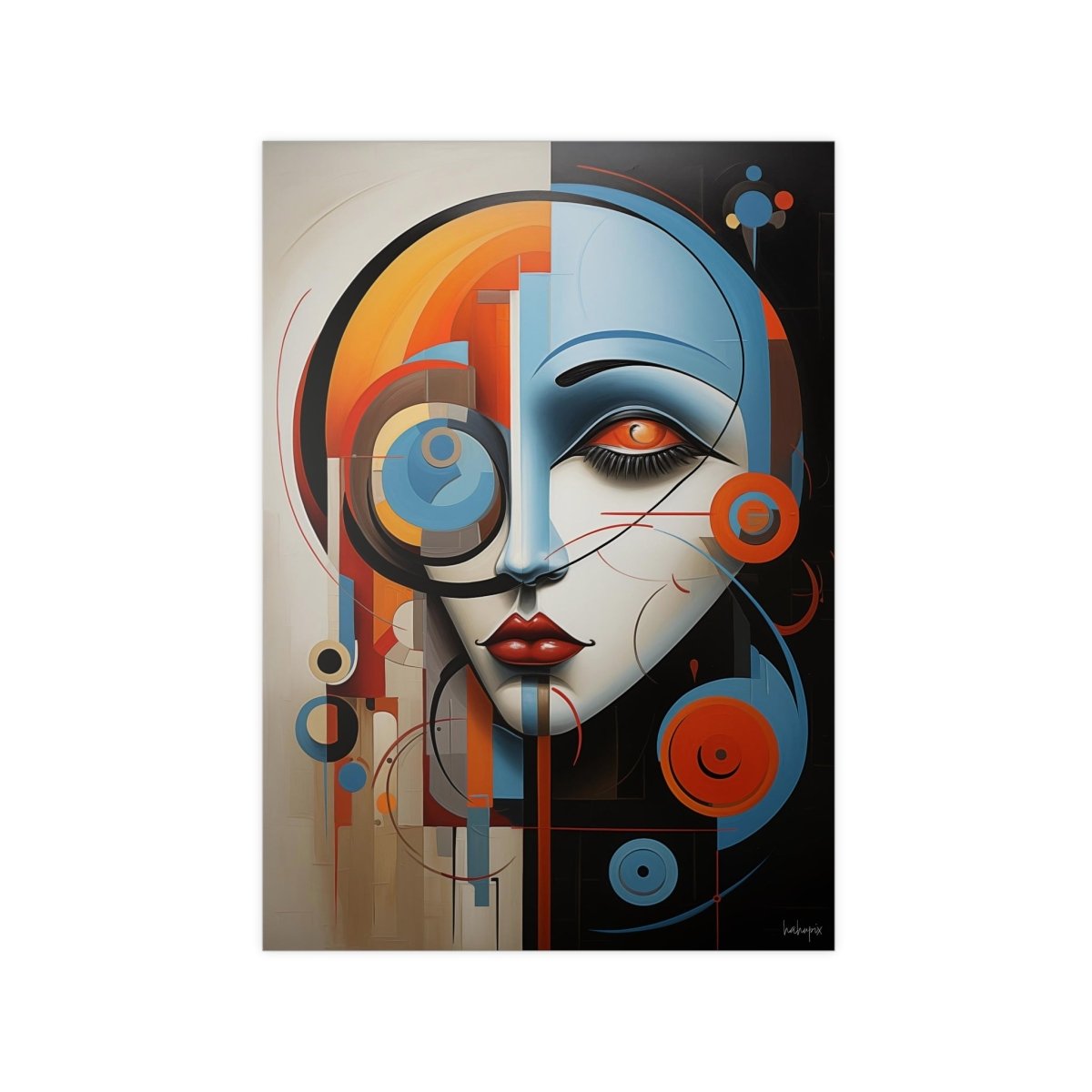 Abstraktes Kunstposter - Woman Face Art Poster - Poster bei HappyHugPixels