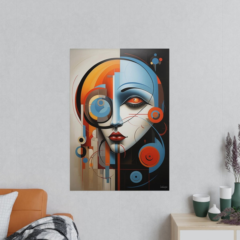 Abstraktes Kunstposter - Woman Face Art Poster - HappyHugPixels