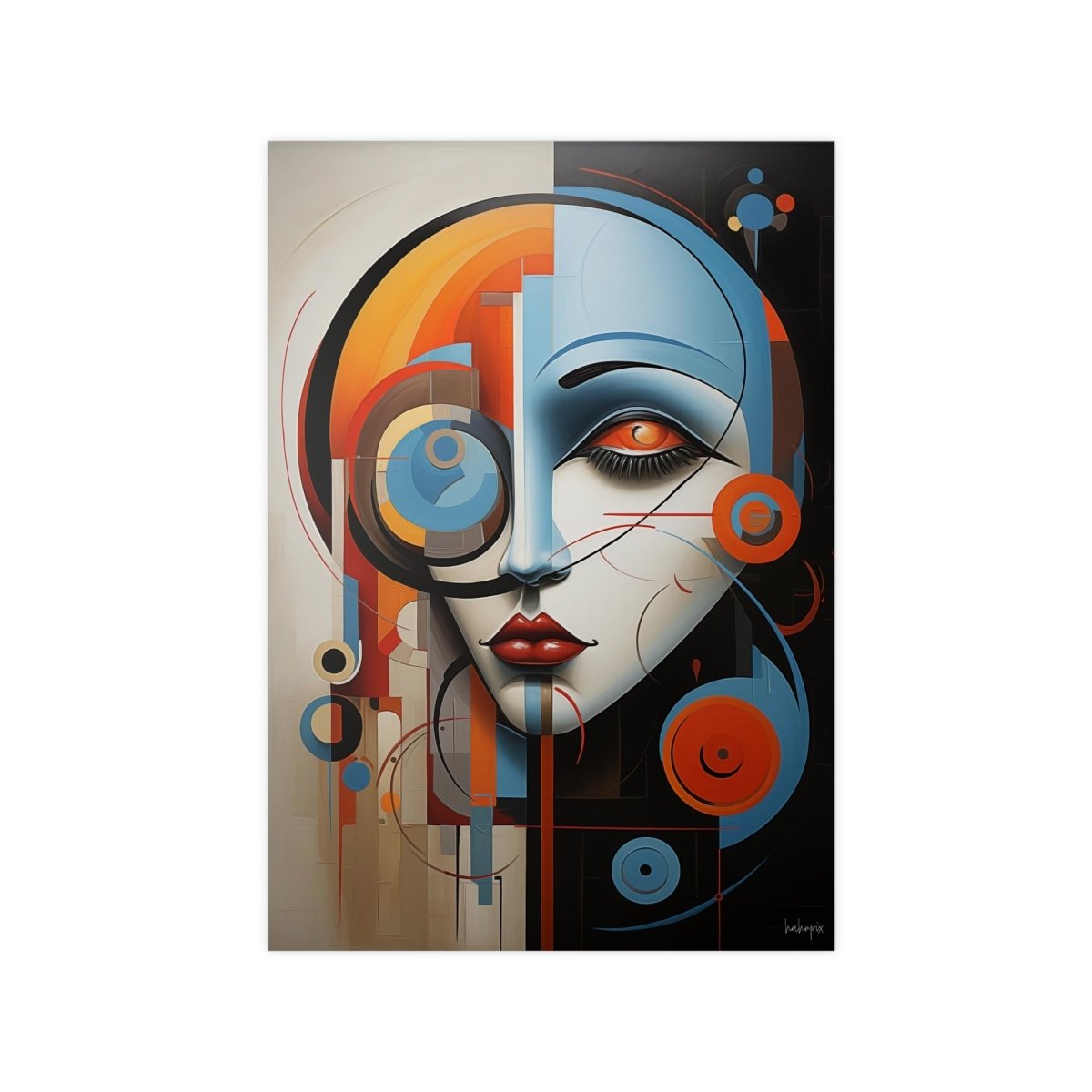 Abstraktes Kunstposter - Woman Face Art Poster - Poster bei HappyHugPixels