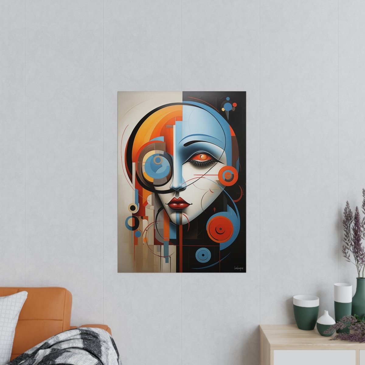 Abstraktes Kunstposter - Woman Face Art Poster - Poster bei HappyHugPixels