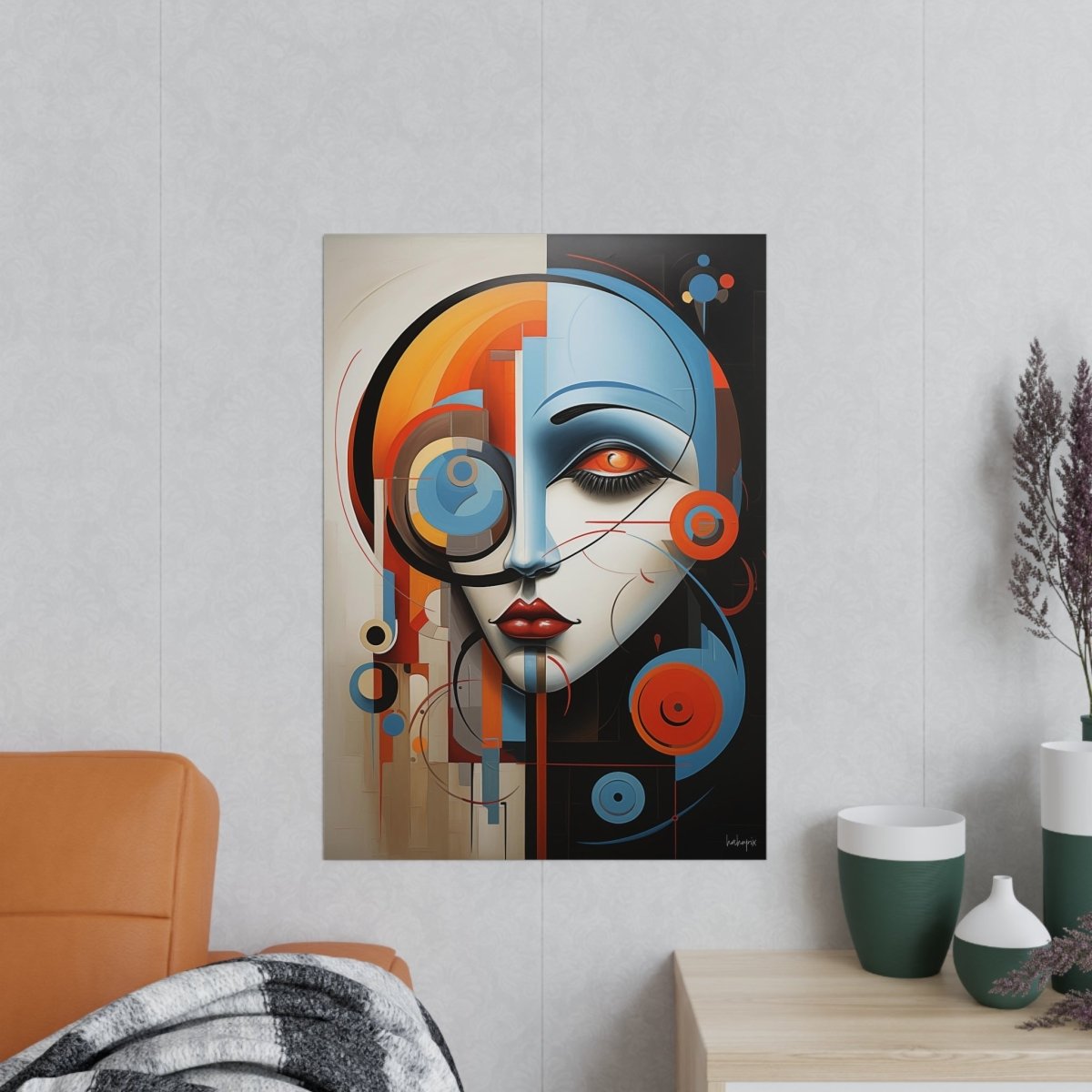 Abstraktes Kunstposter - Woman Face Art Poster - Poster bei HappyHugPixels