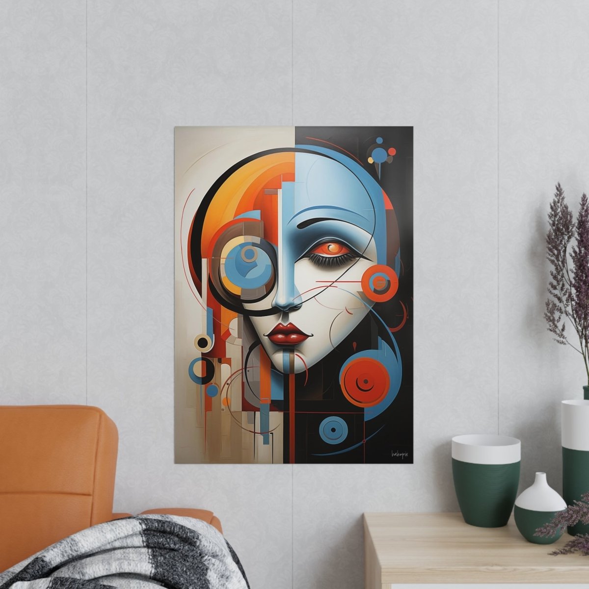 Abstraktes Kunstposter - Woman Face Art Poster - Poster bei HappyHugPixels