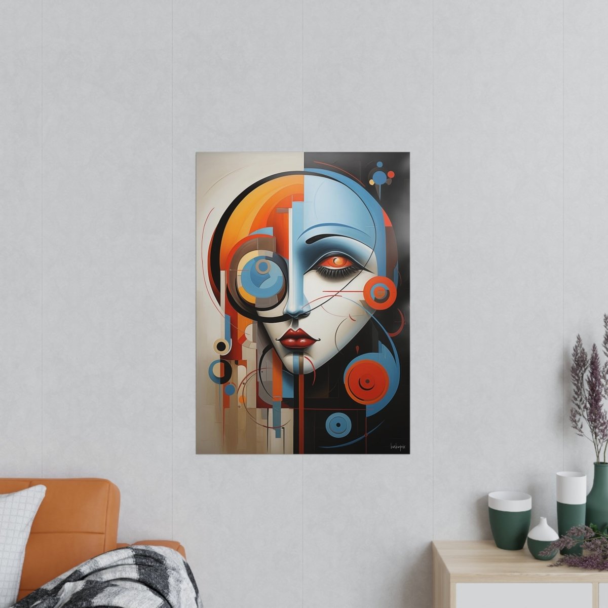 Abstraktes Kunstposter - Woman Face Art Poster - Poster bei HappyHugPixels