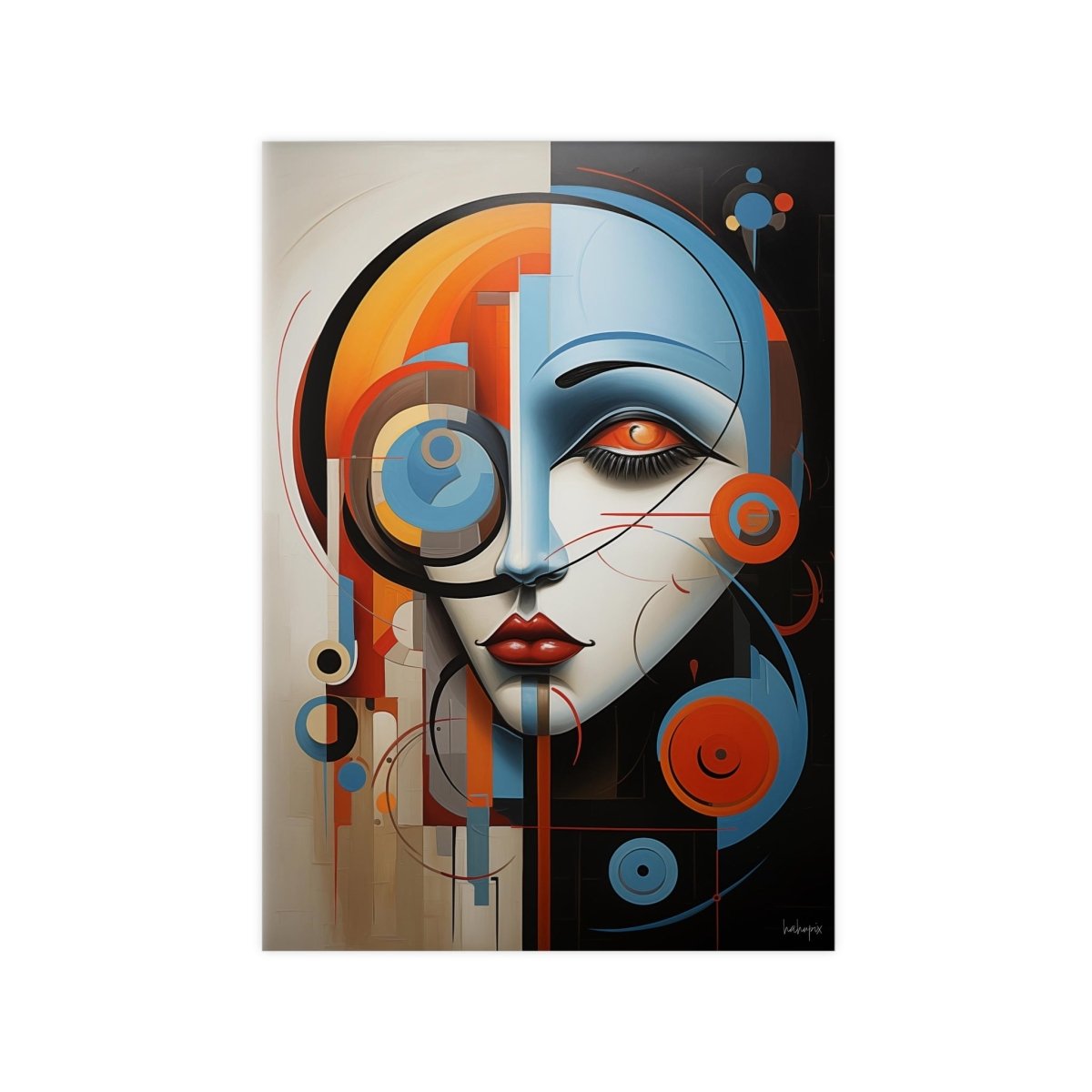 Abstraktes Kunstposter - Woman Face Art Poster - Poster bei HappyHugPixels