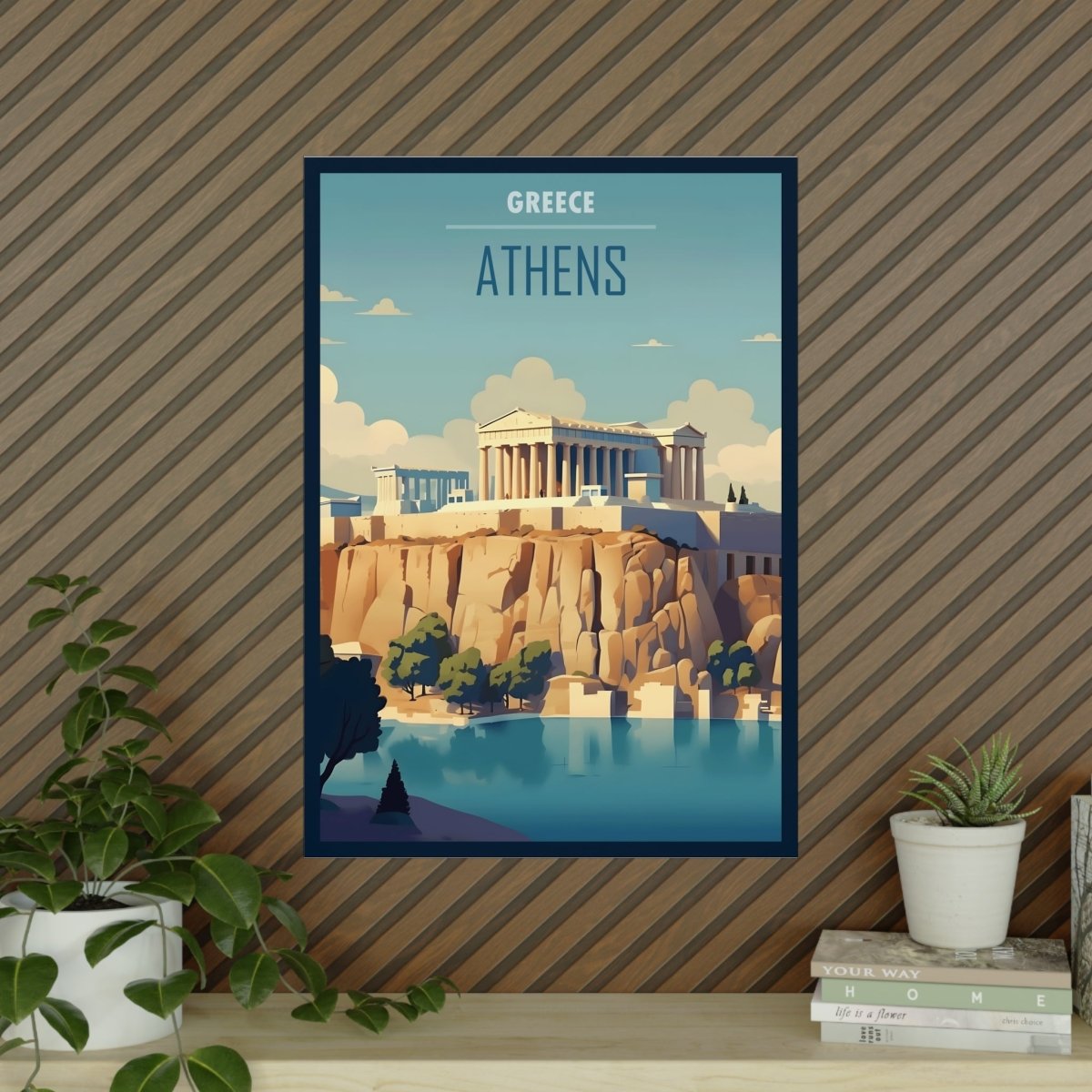 Athen Poster - Eindrucksvolle Akropolis - Illustration in Sonnenfarben - Poster bei HappyHugPixels