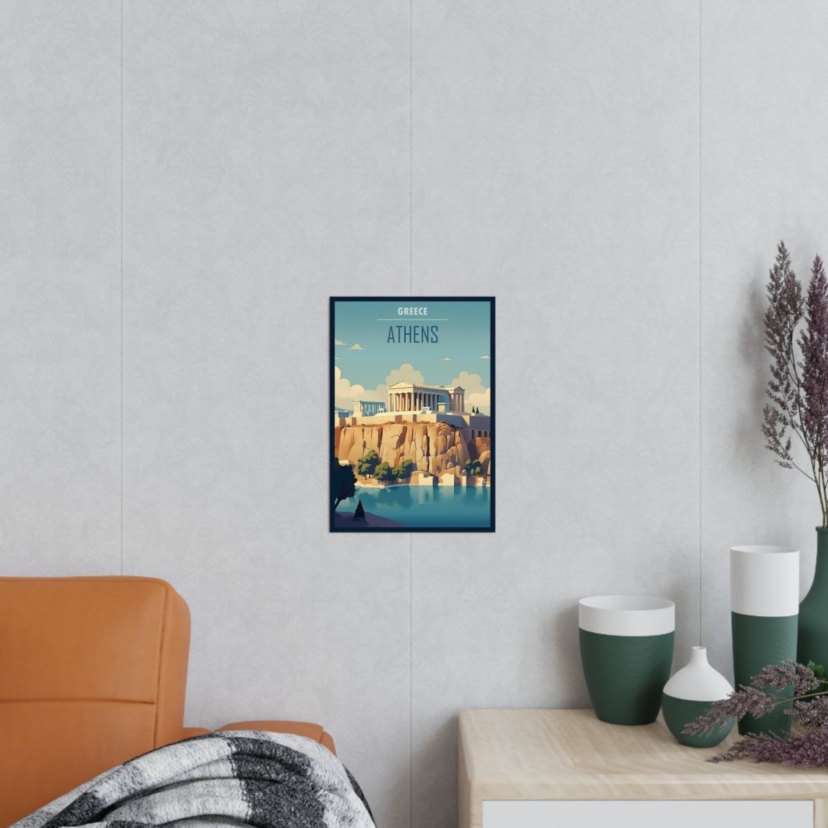 Athen Poster - Eindrucksvolle Akropolis - Illustration in Sonnenfarben - Poster bei HappyHugPixels