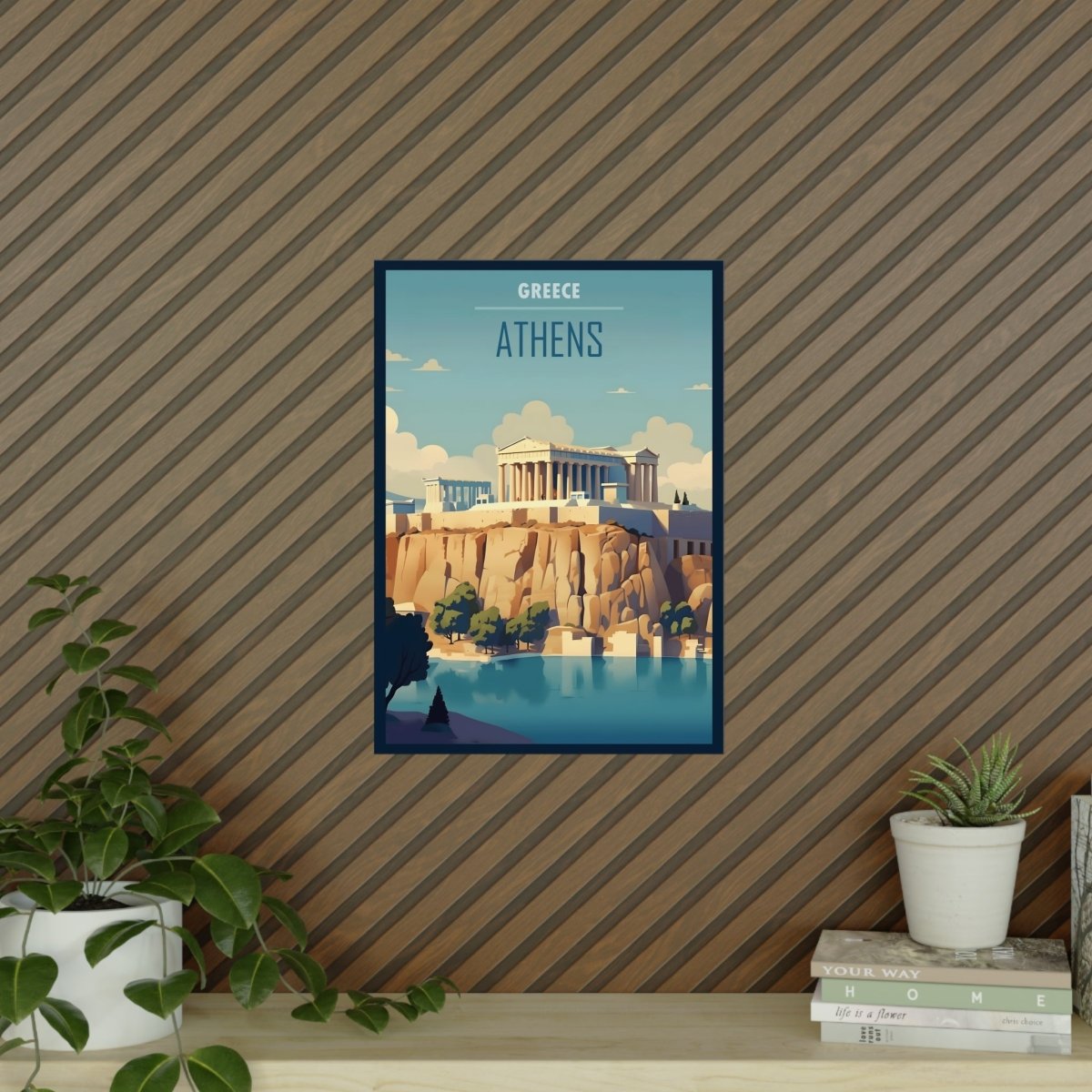 Athen Poster - Eindrucksvolle Akropolis - Illustration in Sonnenfarben - Poster bei HappyHugPixels