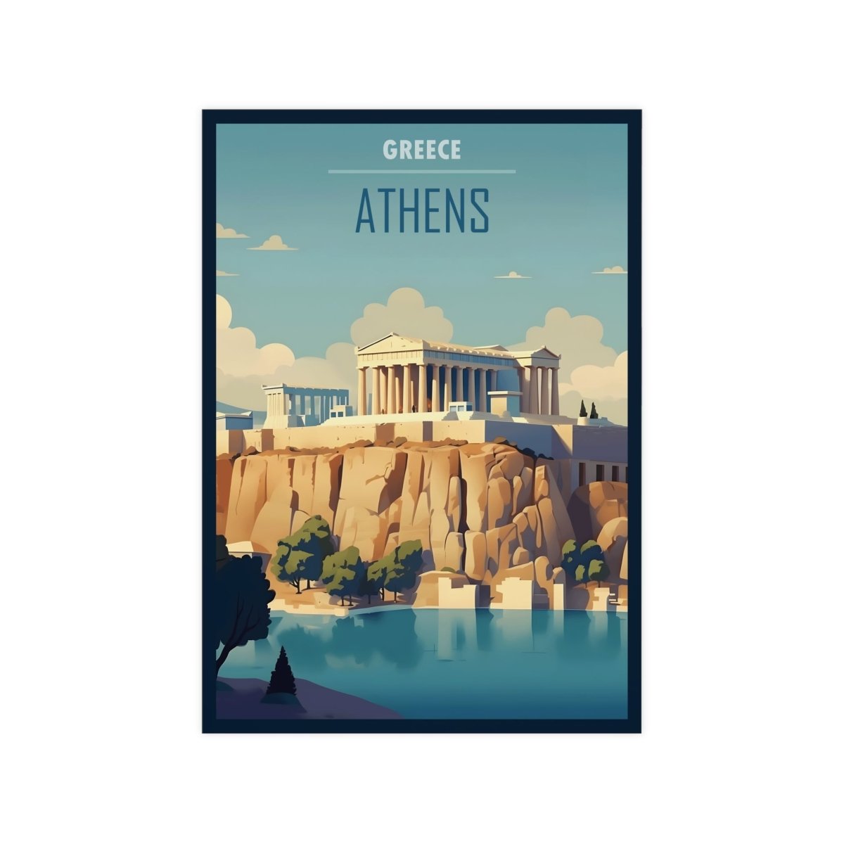 Athen Poster - Eindrucksvolle Akropolis - Illustration in Sonnenfarben - Poster bei HappyHugPixels