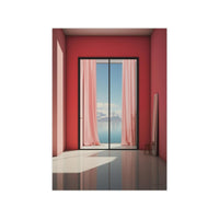 Ausblick in Scharlach Poster - Elegantes Fensterblick - Kunstposter - Poster bei HappyHugPixels