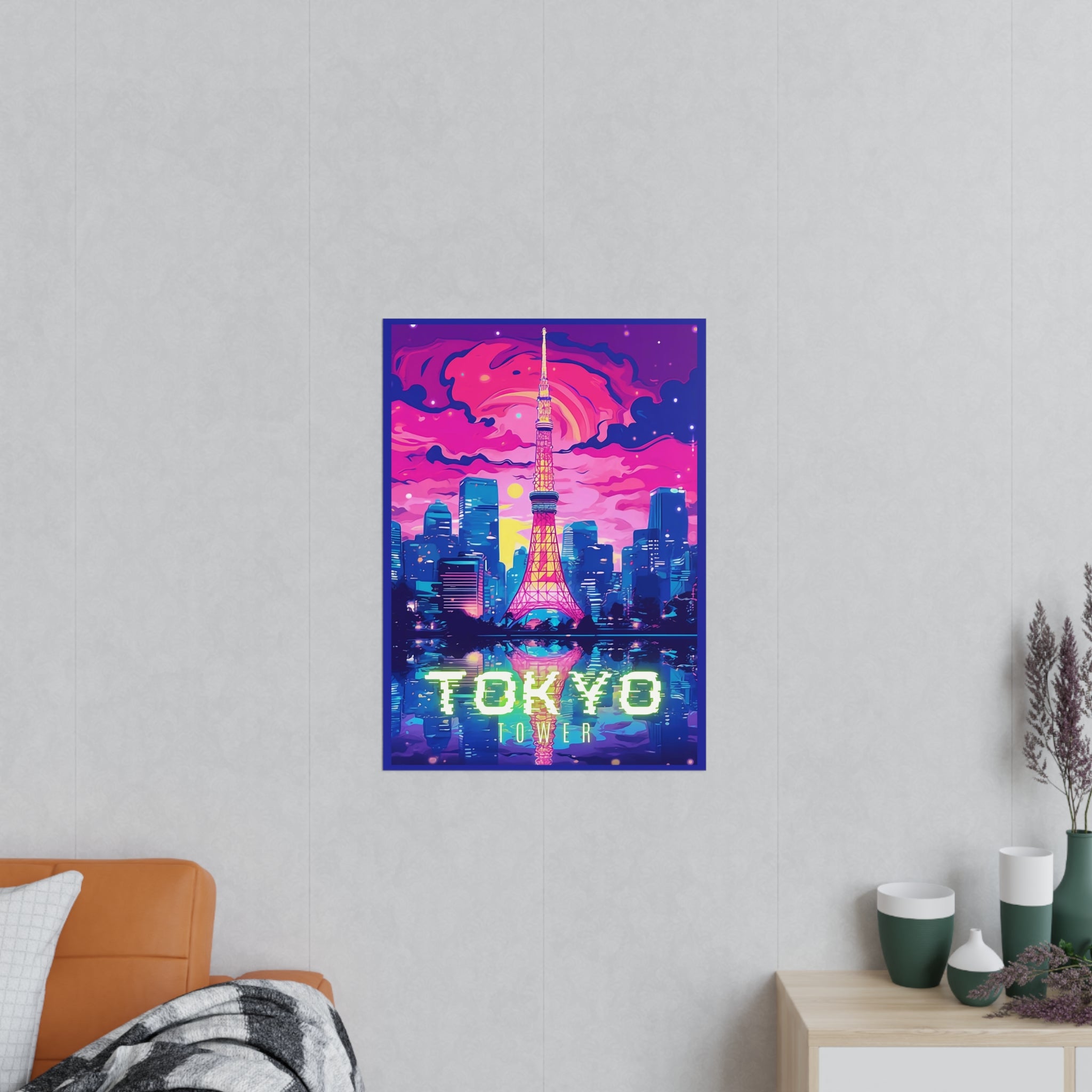 Tokio Tower Poster bei Nacht - Eindrucksvolles Travel Poster - Poster bei HappyHugPixels