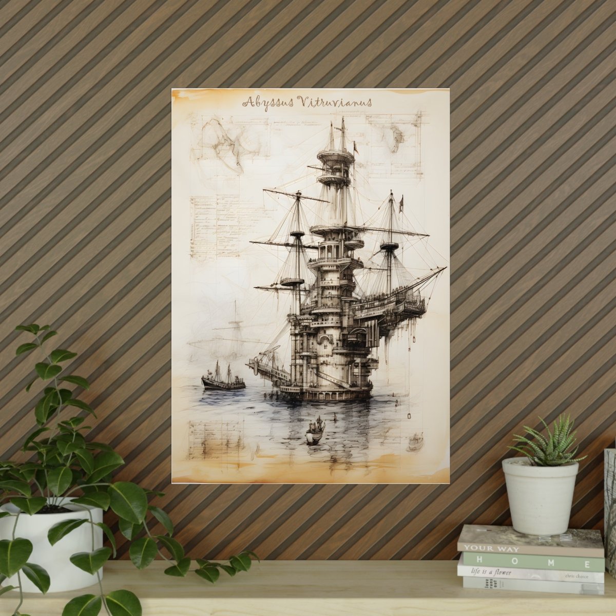 Bohrinsel daVinci Poster - KI Renaissence Illustration Adaption - Poster bei HappyHugPixels