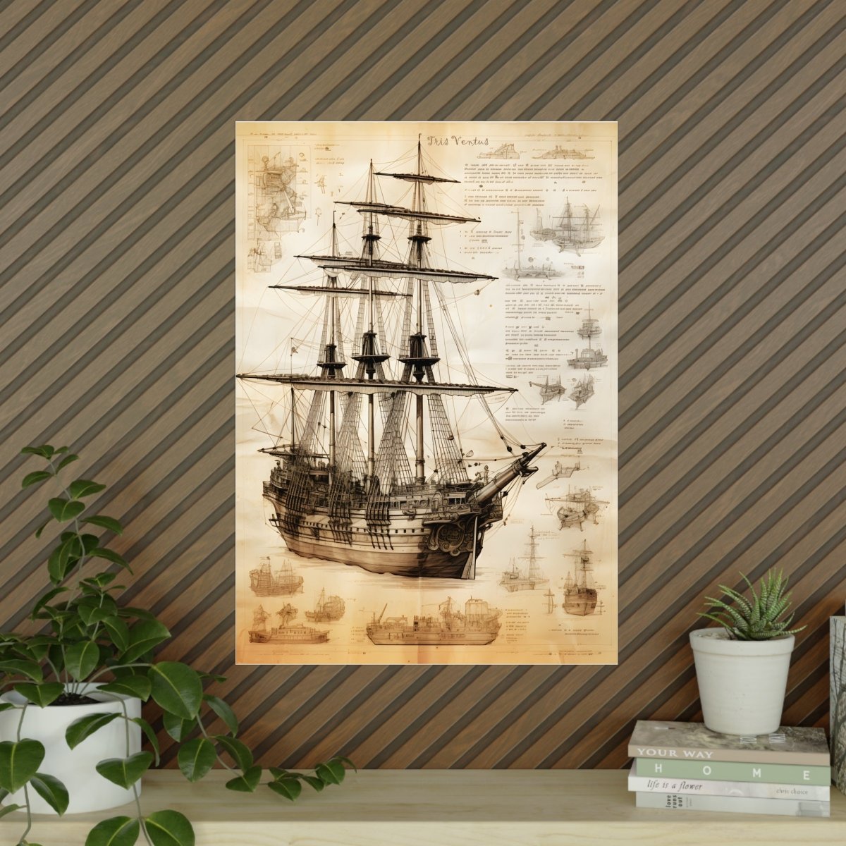 Segelschiff daVinci Poster Nautica Antiqua – KI Illustration - Poster bei HappyHugPixels