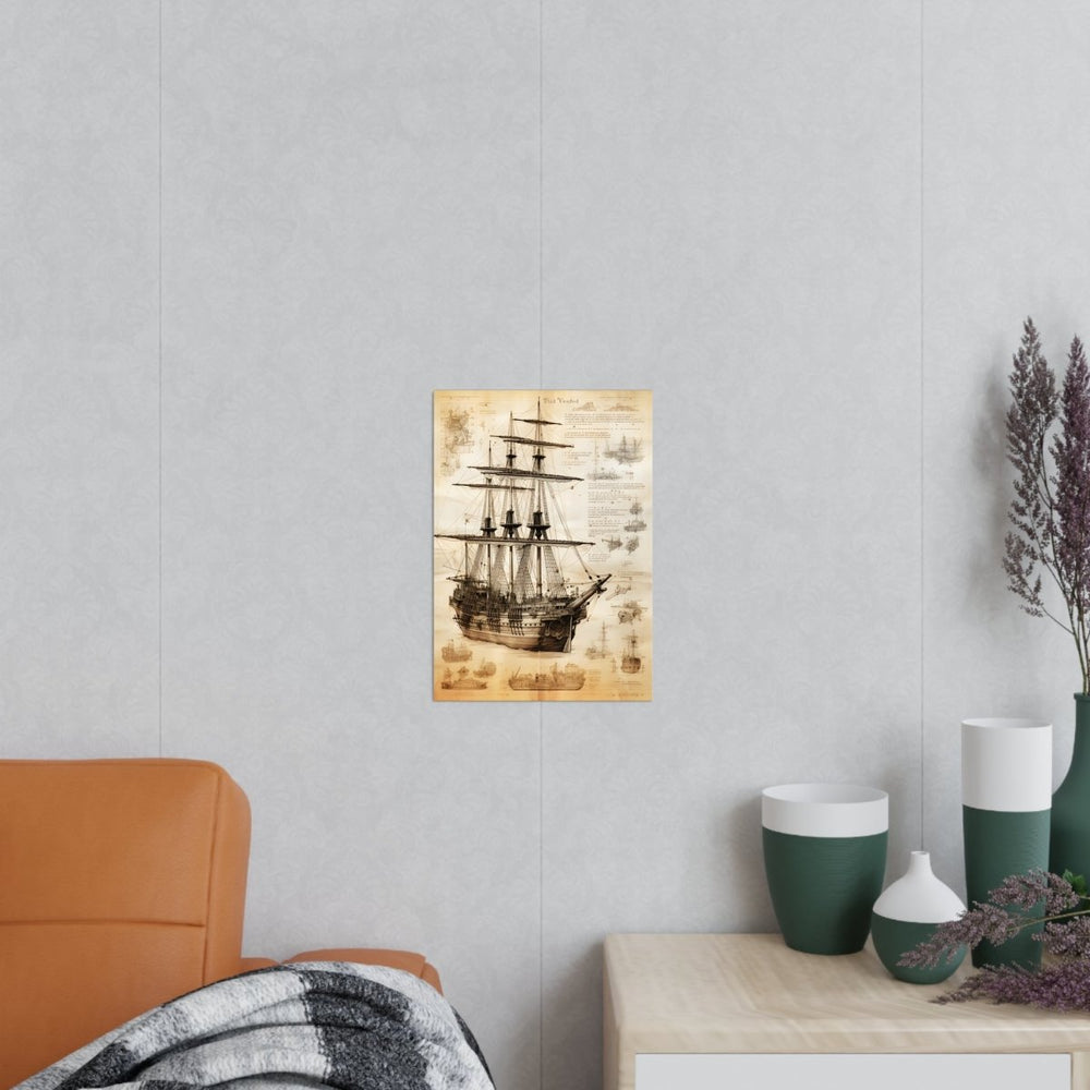 DaVinci-Stil Poster: 'Nautica Antiqua' – Segelschiff als Meisterwerk - HappyHugPixels