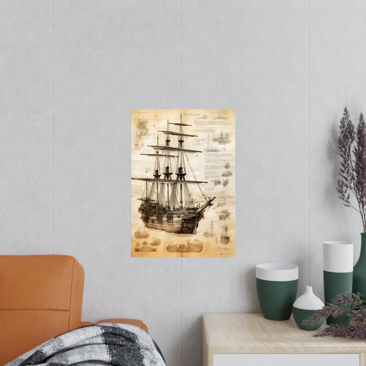 Segelschiff daVinci Poster Nautica Antiqua – KI Illustration - Poster bei HappyHugPixels