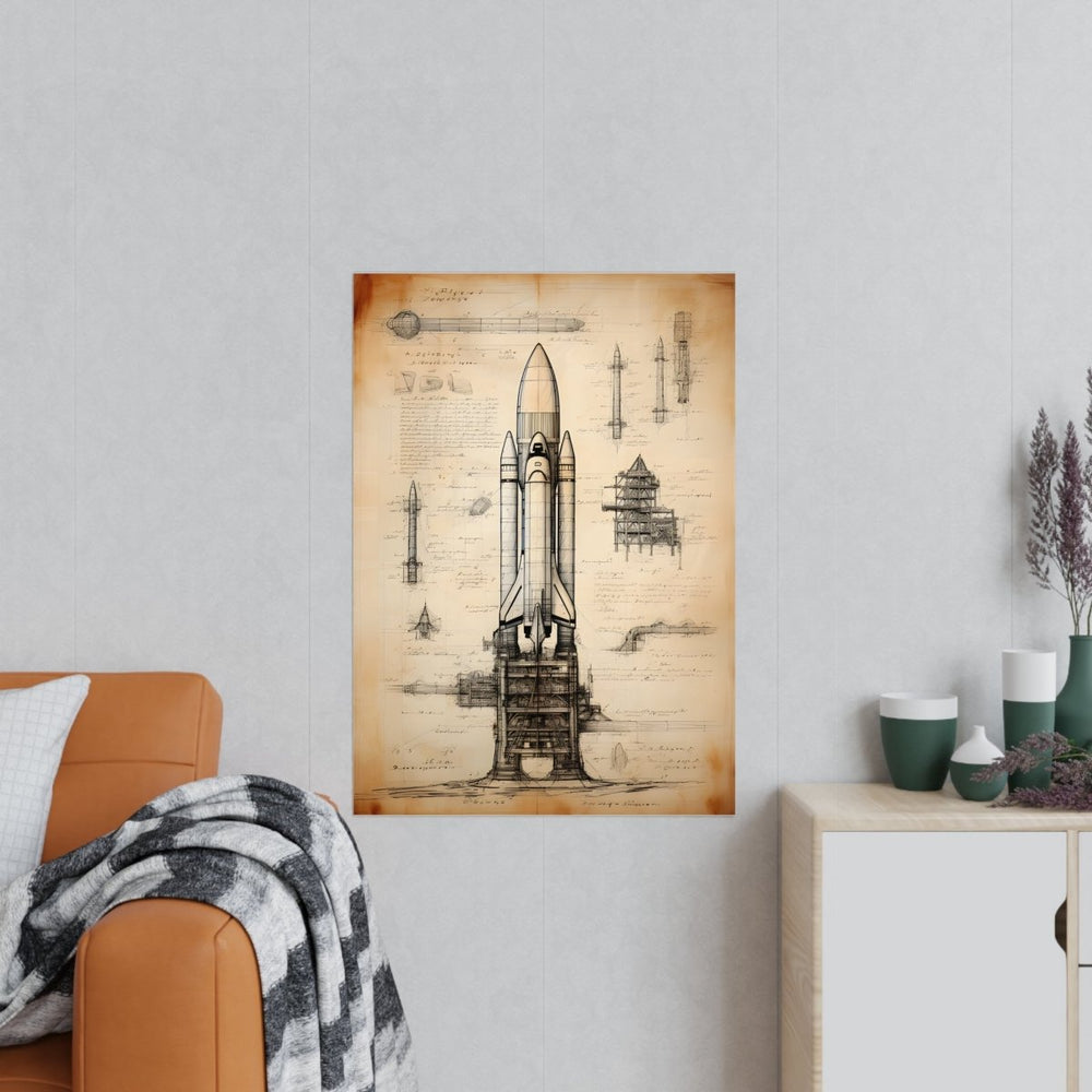 Rakete daVinci Poster - Nave Spaziale – KI Renaissence Illustration - Poster bei HappyHugPixels